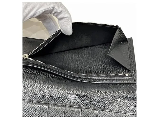 Billetera bi-fold Souffle Bearn de Hermès Negro 