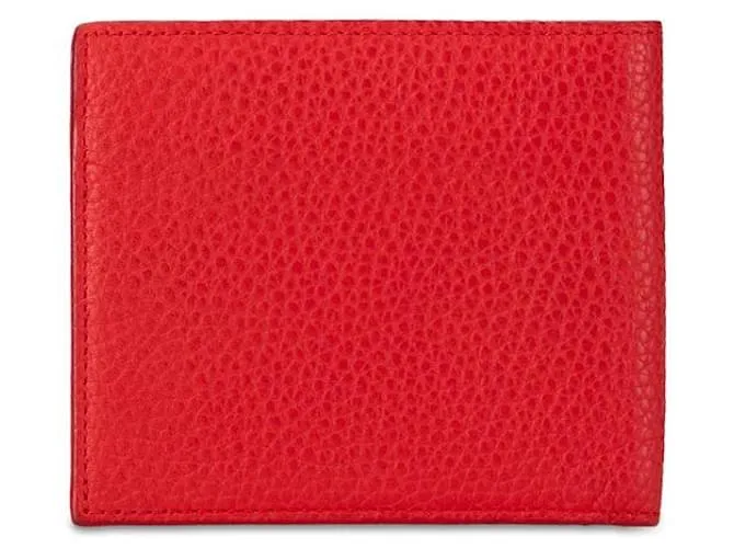 Billetera bifold compacta de cuero Bottega Veneta roja en muy buen estado 