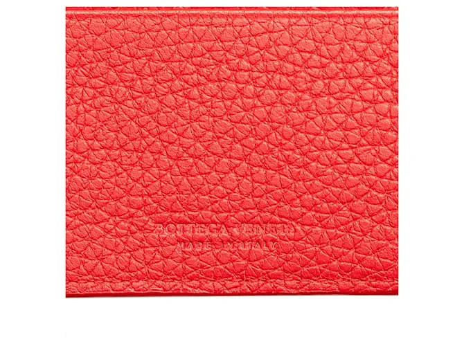 Billetera bifold compacta de cuero Bottega Veneta roja en muy buen estado 