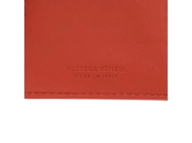 Billetera bifold de cuero Intrecciato de Bottega Veneta Castaño Roja 