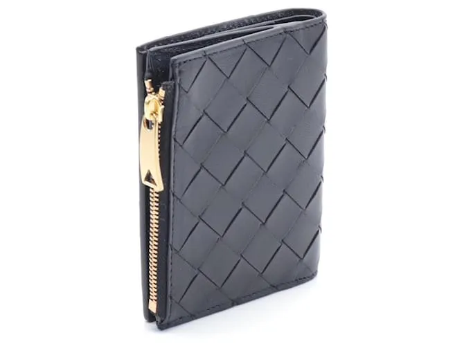 Billetera Bifold Intrecciato de Bottega Veneta Negro 