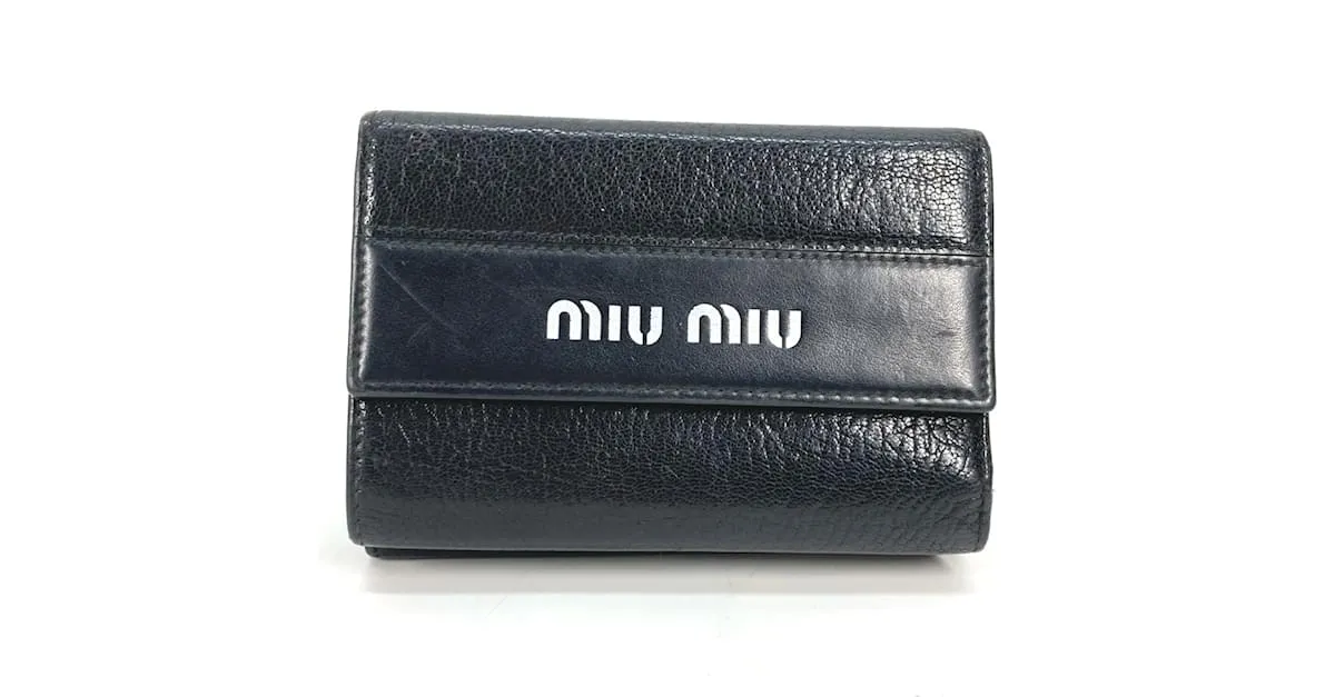 Billetera compacta bicolor Miu Miu Negro Blanco 