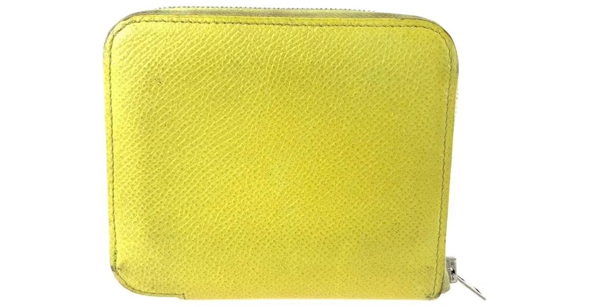 Billetera compacta de cuero Azap Silk'in de Hermès Amarillo 