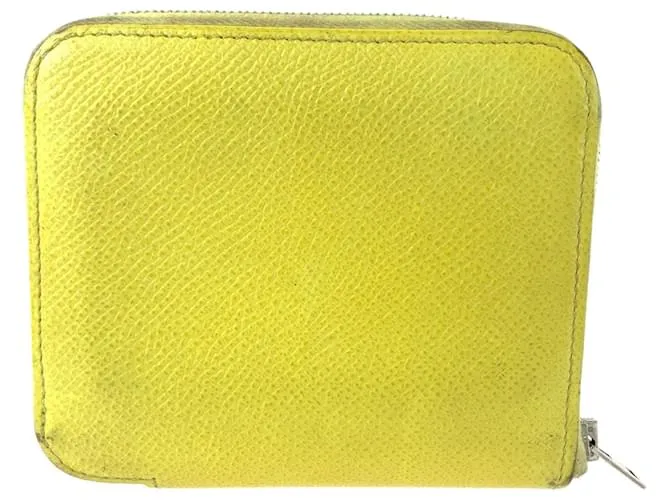 Billetera compacta de cuero Azap Silk'in de Hermès Amarillo 