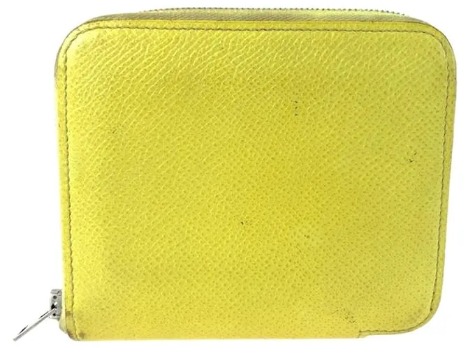 Billetera compacta de cuero Azap Silk'in de Hermès Amarillo 