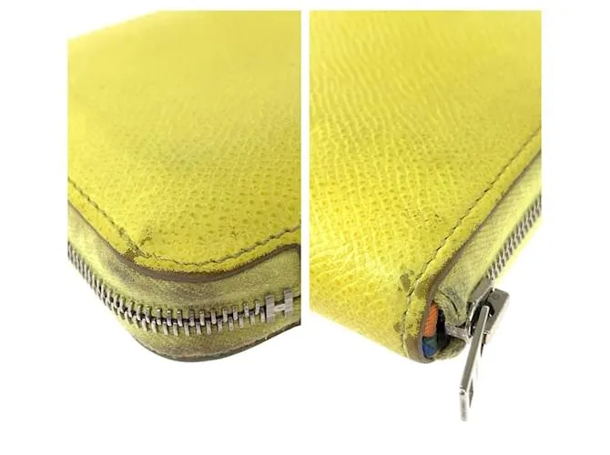 Billetera compacta de cuero Azap Silk'in de Hermès Amarillo 