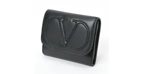 Billetera compacta de tres pliegues V-Sling de Valentino Negro 