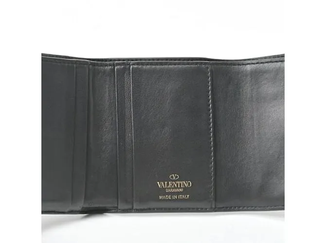 Billetera compacta de tres pliegues V-Sling de Valentino Negro 