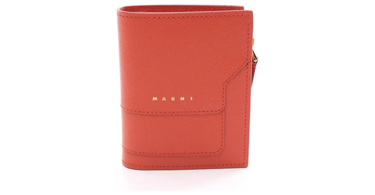 Billetera de cuero Marni plegable en rojo Roja 