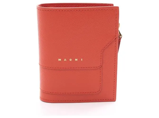 Billetera de cuero Marni plegable en rojo Roja 