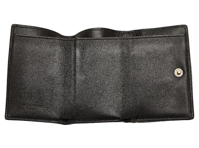 Billetera de cuero negro plegable Saint Laurent 