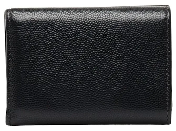 Billetera de cuero negro plegable Saint Laurent 