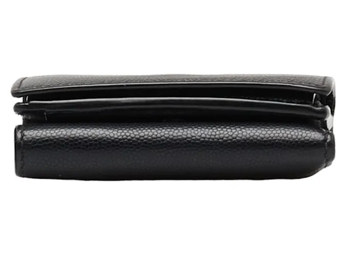 Billetera de cuero negro plegable Saint Laurent 