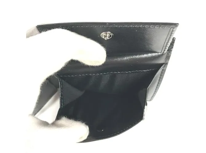 Billetera de cuero plegable compacta Versace Castaño Negro 