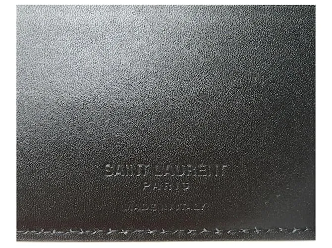 Billetera de cuero plegable Saint Laurent Negro 