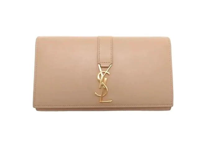 Billetera grande con solapa Yves Saint Laurent Beige 