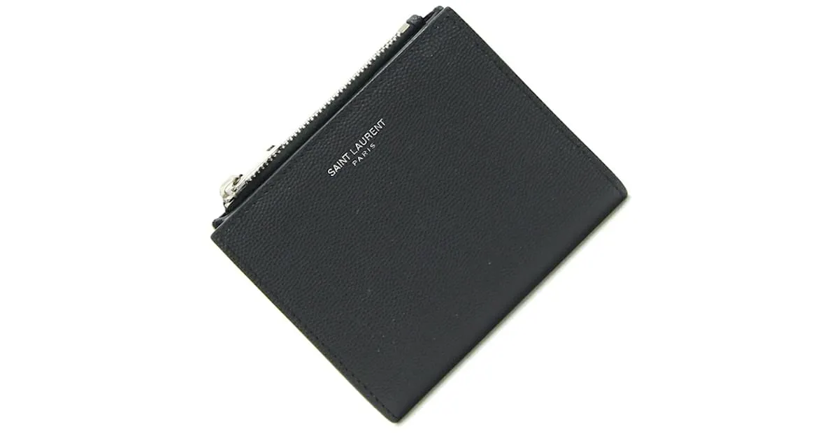 Billetera plegable Saint Laurent en cuero negro 