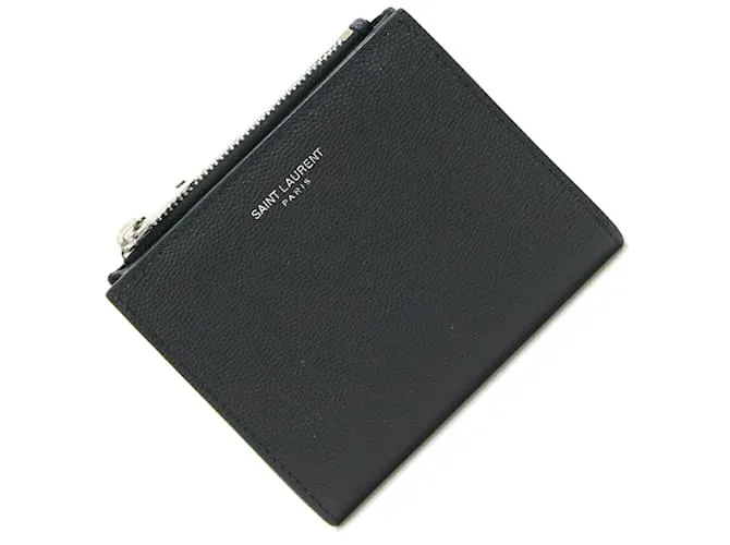 Billetera plegable Saint Laurent en cuero negro 