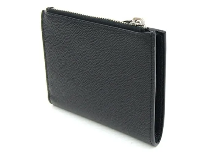 Billetera plegable Saint Laurent en cuero negro 