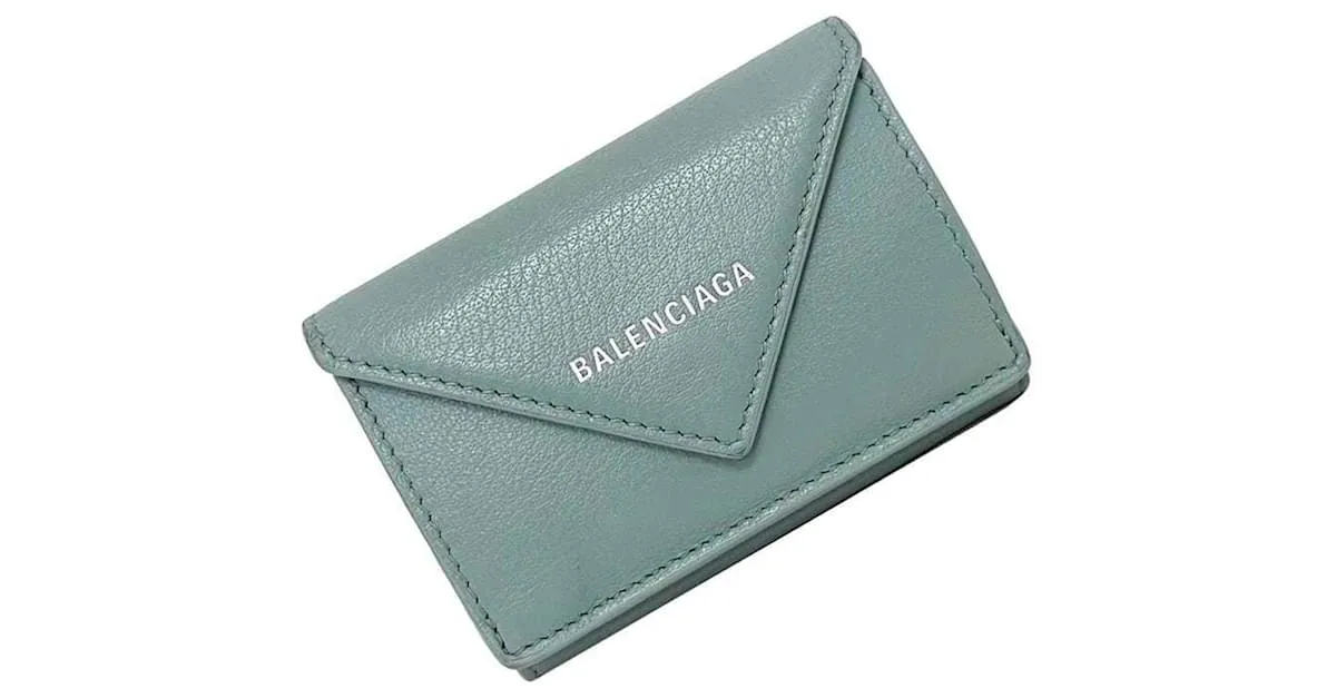 Billetera Tri-Fold Balenciaga en gris y azul claro Castaño 