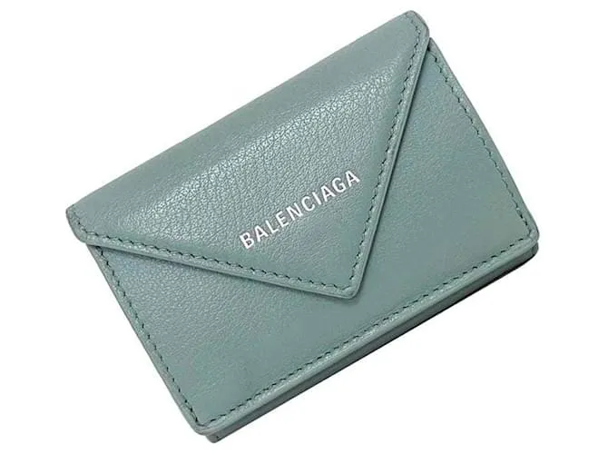 Billetera Tri-Fold Balenciaga en gris y azul claro Castaño 