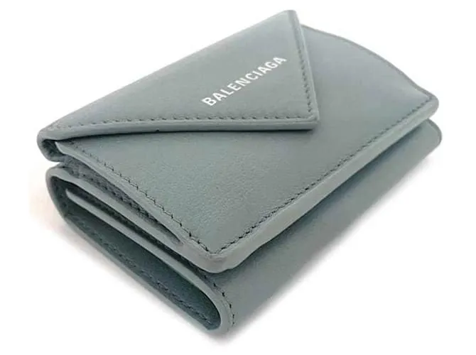 Billetera Tri-Fold Balenciaga en gris y azul claro Castaño 