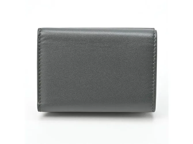 Billetera tri-fold de cuero gris Balenciaga Castaño 