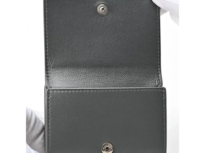 Billetera tri-fold de cuero gris Balenciaga Castaño 