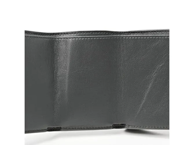 Billetera tri-fold de cuero gris Balenciaga Castaño 