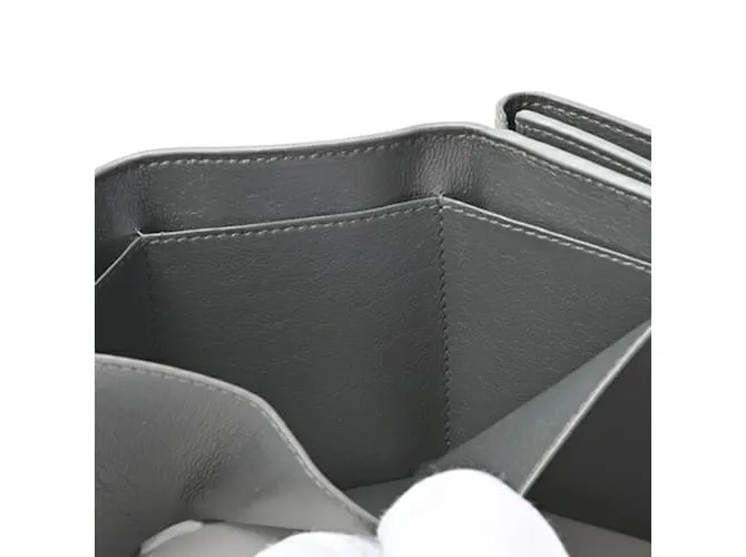 Billetera tri-fold de cuero gris Balenciaga Castaño 