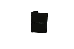 Billetera/tarjetero/carnet Piel Negro Pespuntes Celeste