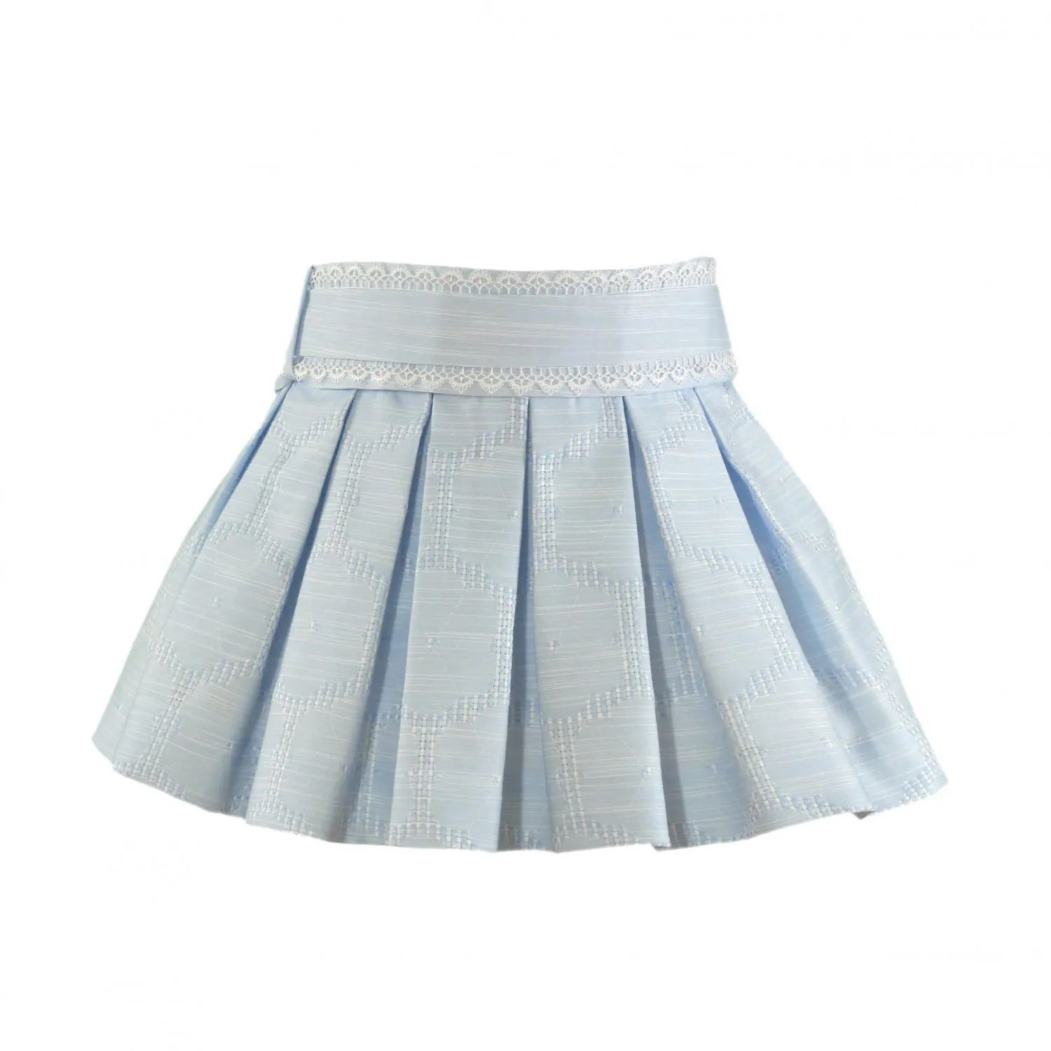 Blouse and skirt set. Raw and light blue.