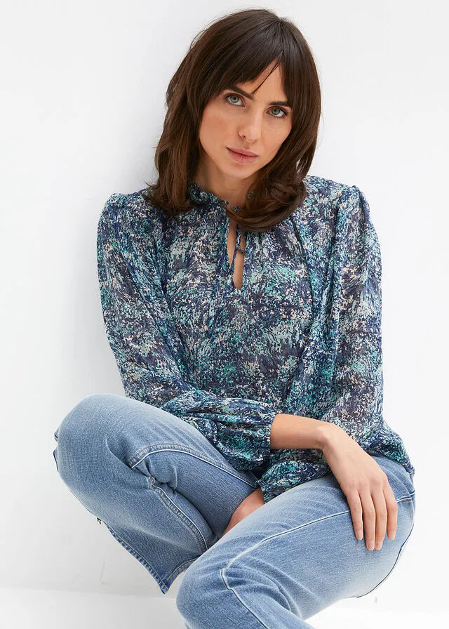 Blusa tipo túnica Azul estampado