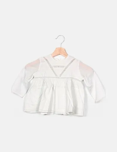 BONTON Blusa blanca popelín