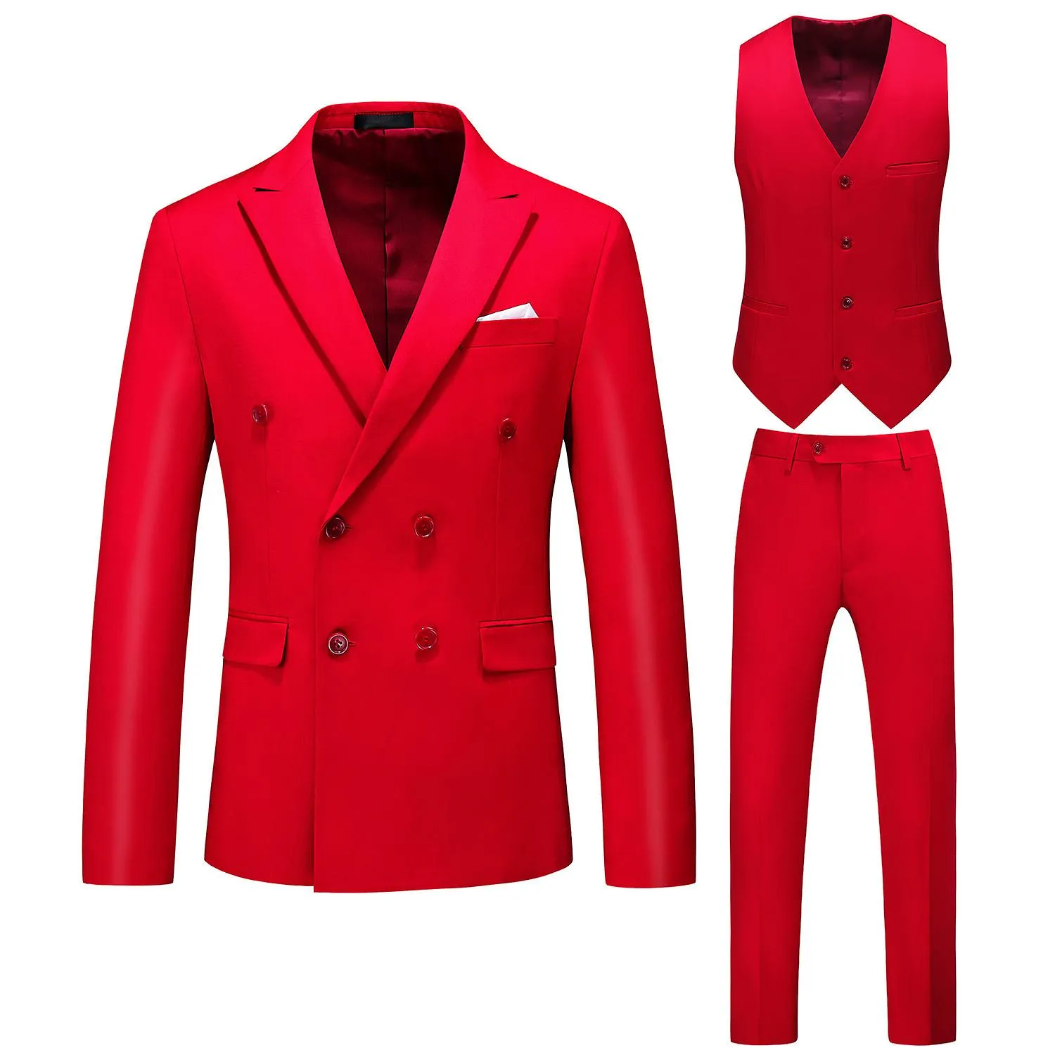 Boutique S-6xl (suit + Vest + Trousers) Men's Fashion Business Double-breasted Wedding Groom Dress Gentleman Three-piece Sui