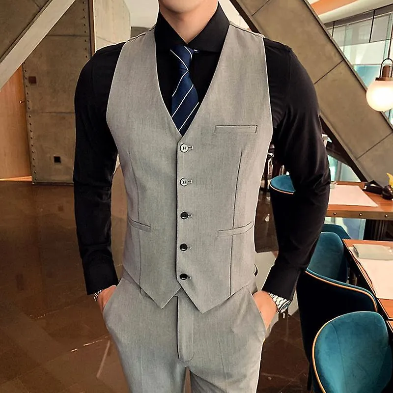 Boutique (suit + Vest + Trousers) Comfortable Gentleman Men's Fashion Business British Style Formal Dress Suit Three-piece S