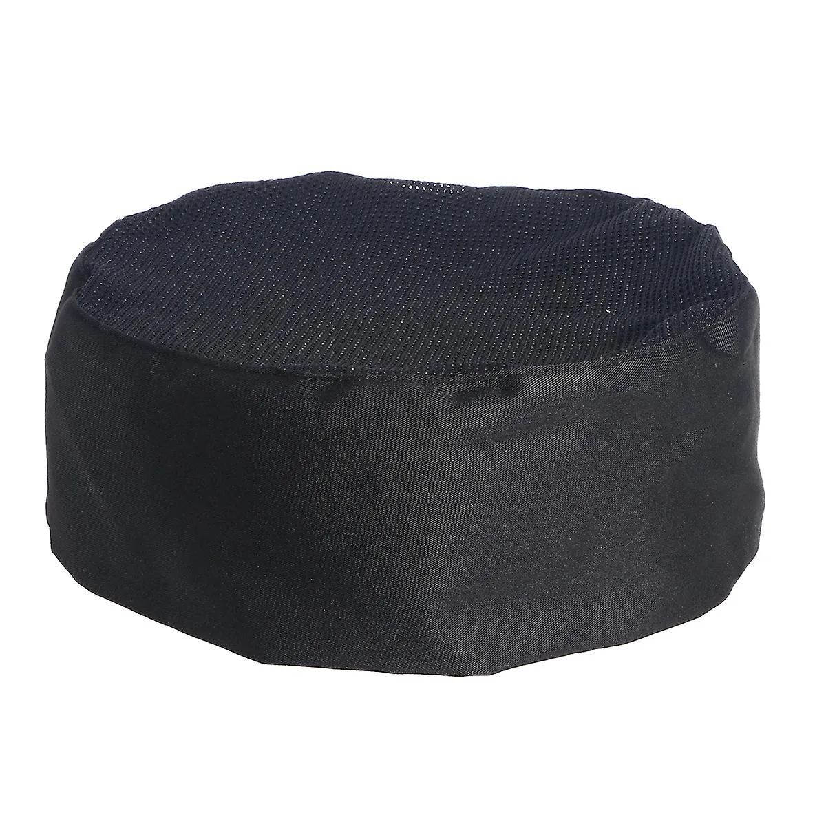 Breathable Mesh Skull Professional Catering Chefs Hat with Adjustable Strap - One Size (Black)