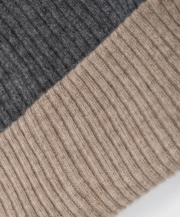 Brunello Cucinelli Gray ribbed cashmere hat