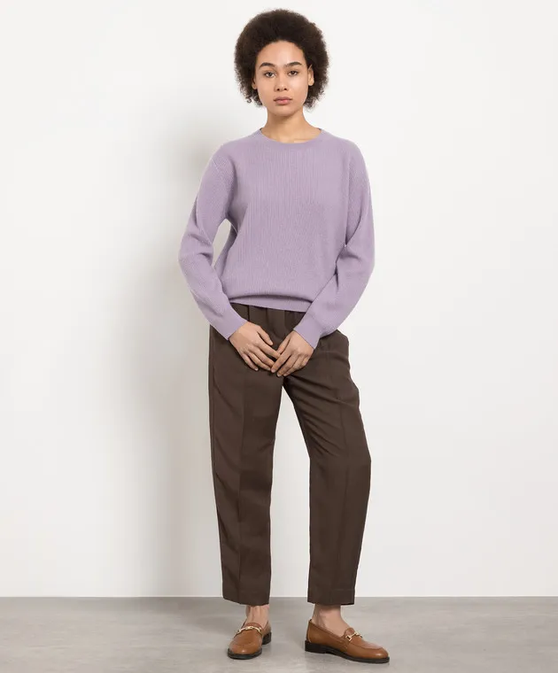 Brunello Cucinelli Purple cashmere sweater with monil chain