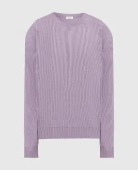 Brunello Cucinelli Purple cashmere sweater with monil chain