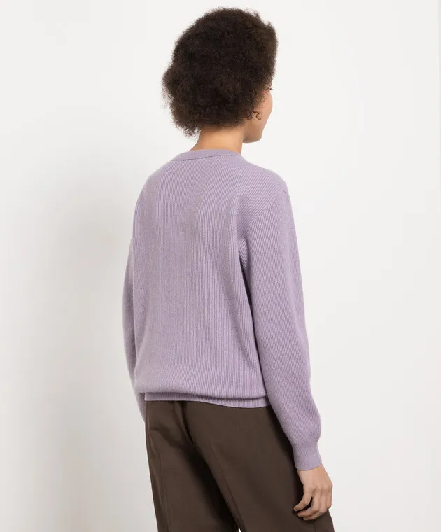 Brunello Cucinelli Purple cashmere sweater with monil chain