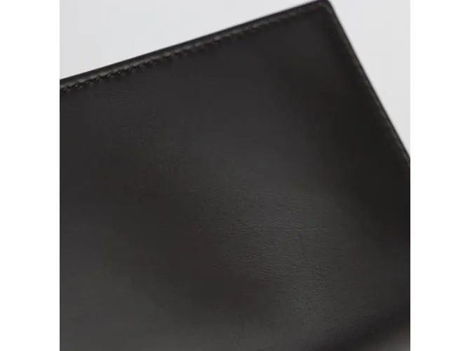 Bulgari Billetera bi-fold de cuero marrón oscuro Bvlgari 