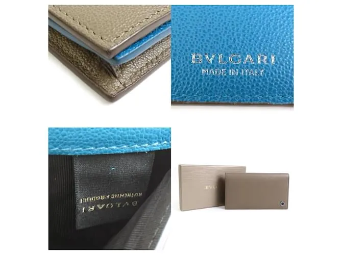 Bulgari Billetera larga plegable Bvlgari Azul Caqui Turquesa 