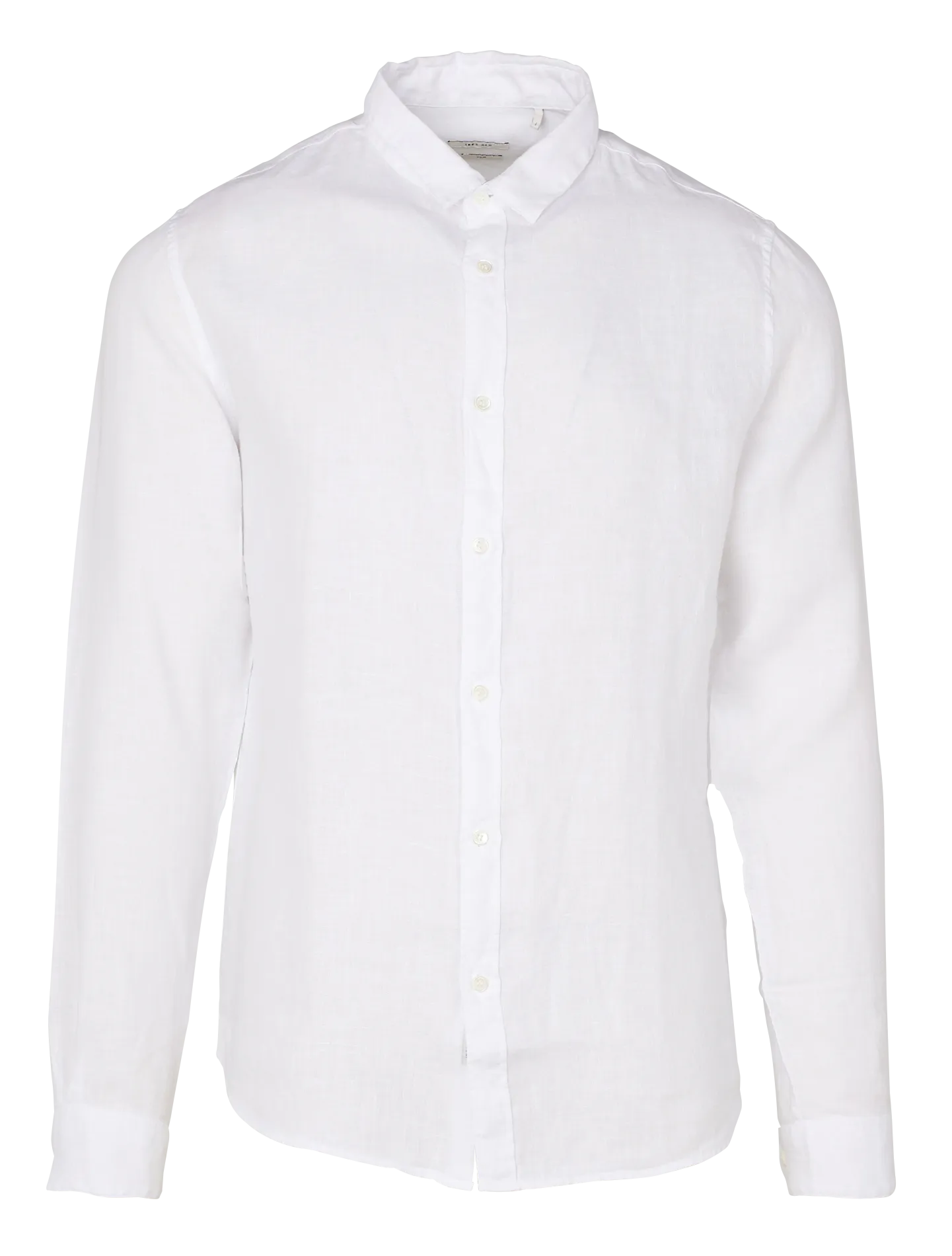 Camisa de lino slim fit con cuello clásico en blanco