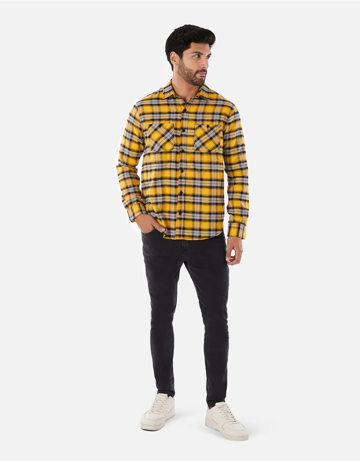 Camisa slim fit amarillo