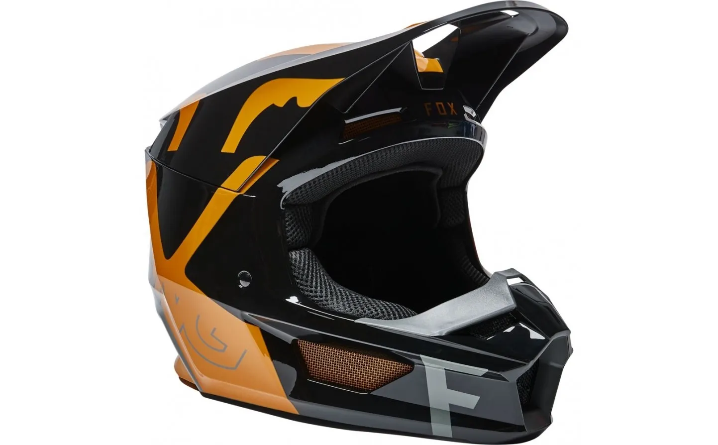 Casco Fox Infantil V1 Skew Negro Oro |28358-595|