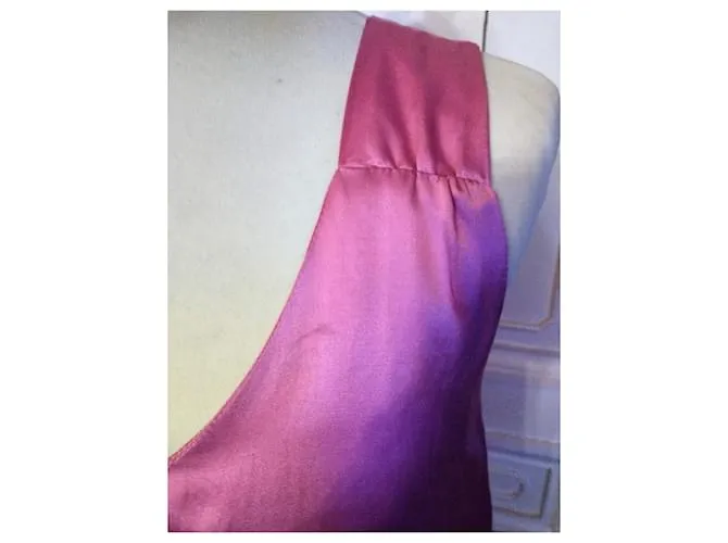 Cerruti 1881 CERRUTI VESTIDO DE NOCHE SEDA COSTURA FRAMBUESA Y CINTURÓN T1 O T 36/38/40 Rosa 