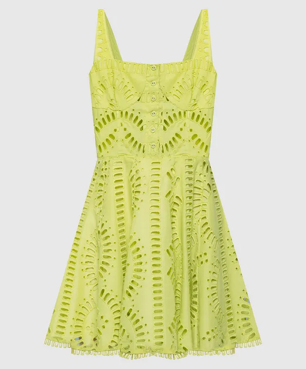 Charo Ruiz Ricka yellow mini dress with broderie embroidery