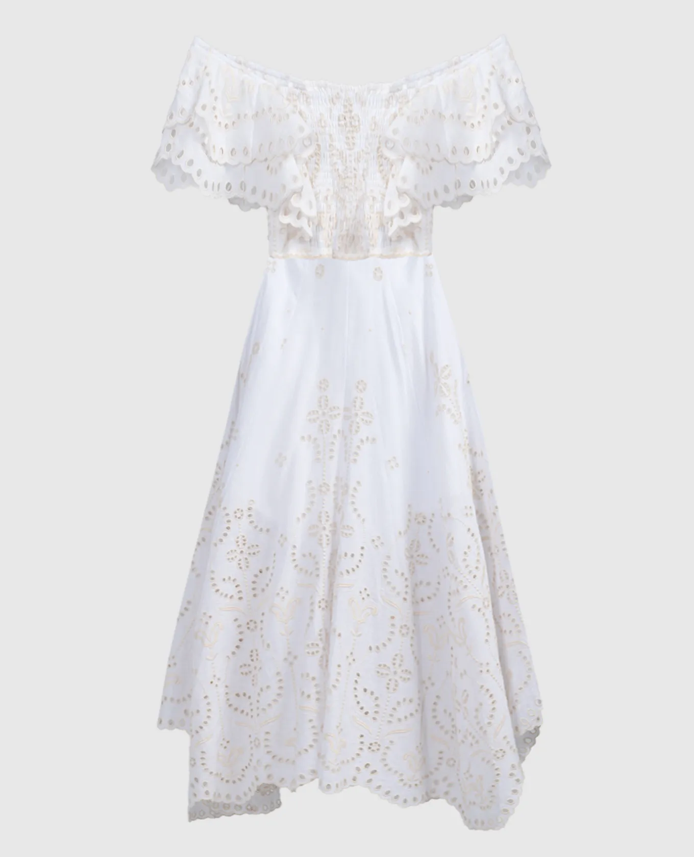 Charo Ruiz Sheen white midi dress with embroidery