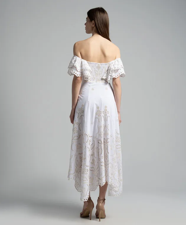 Charo Ruiz Sheen white midi dress with embroidery